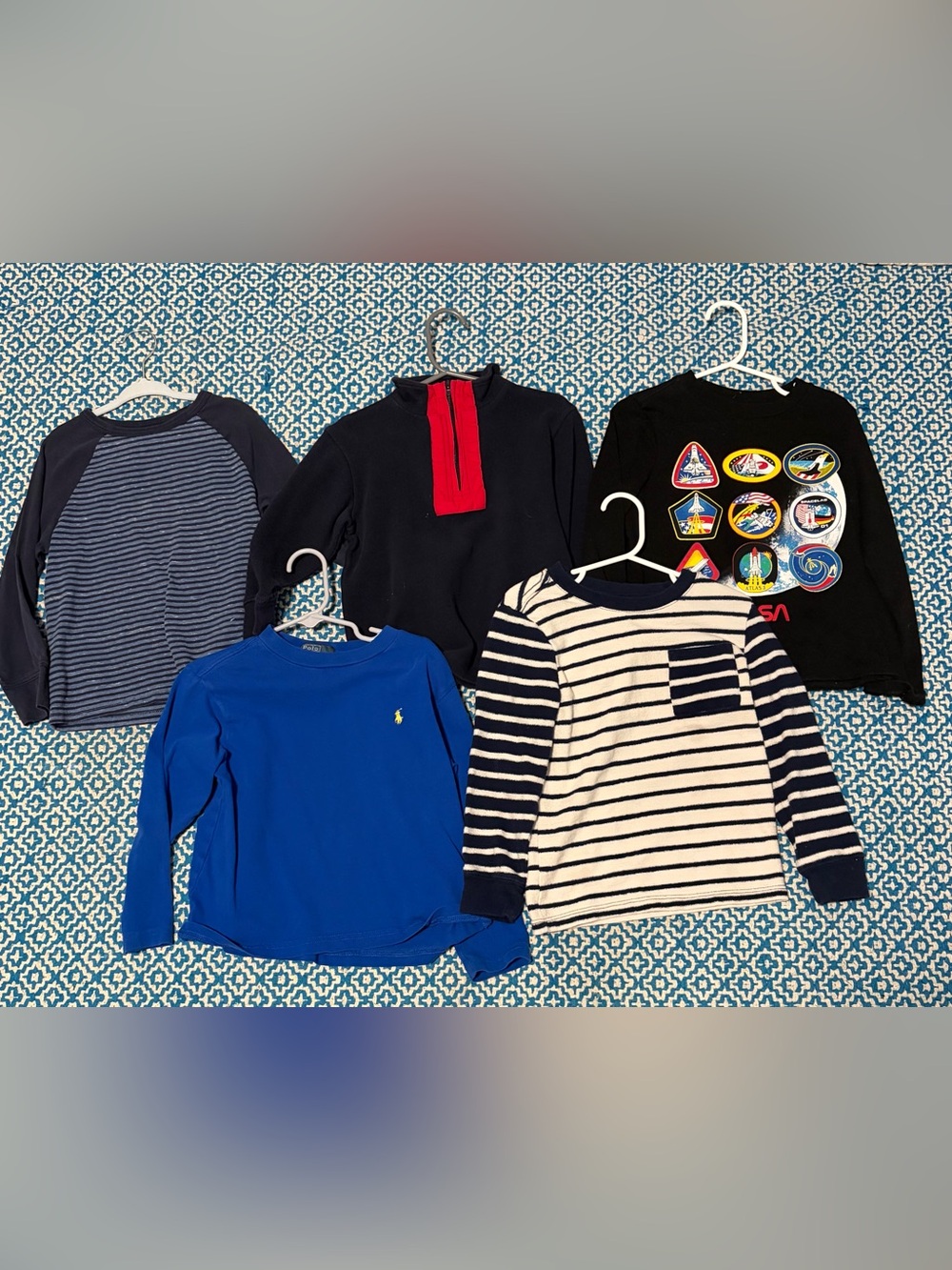 Mixed Boys Tops Lot - Blue, Navy, Black, Stripe